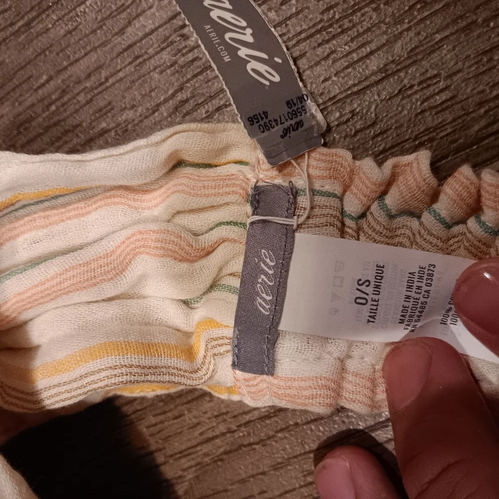 aerie Knotted Striped Headband - Cream with Pastel Yellow, Pink, and Green
